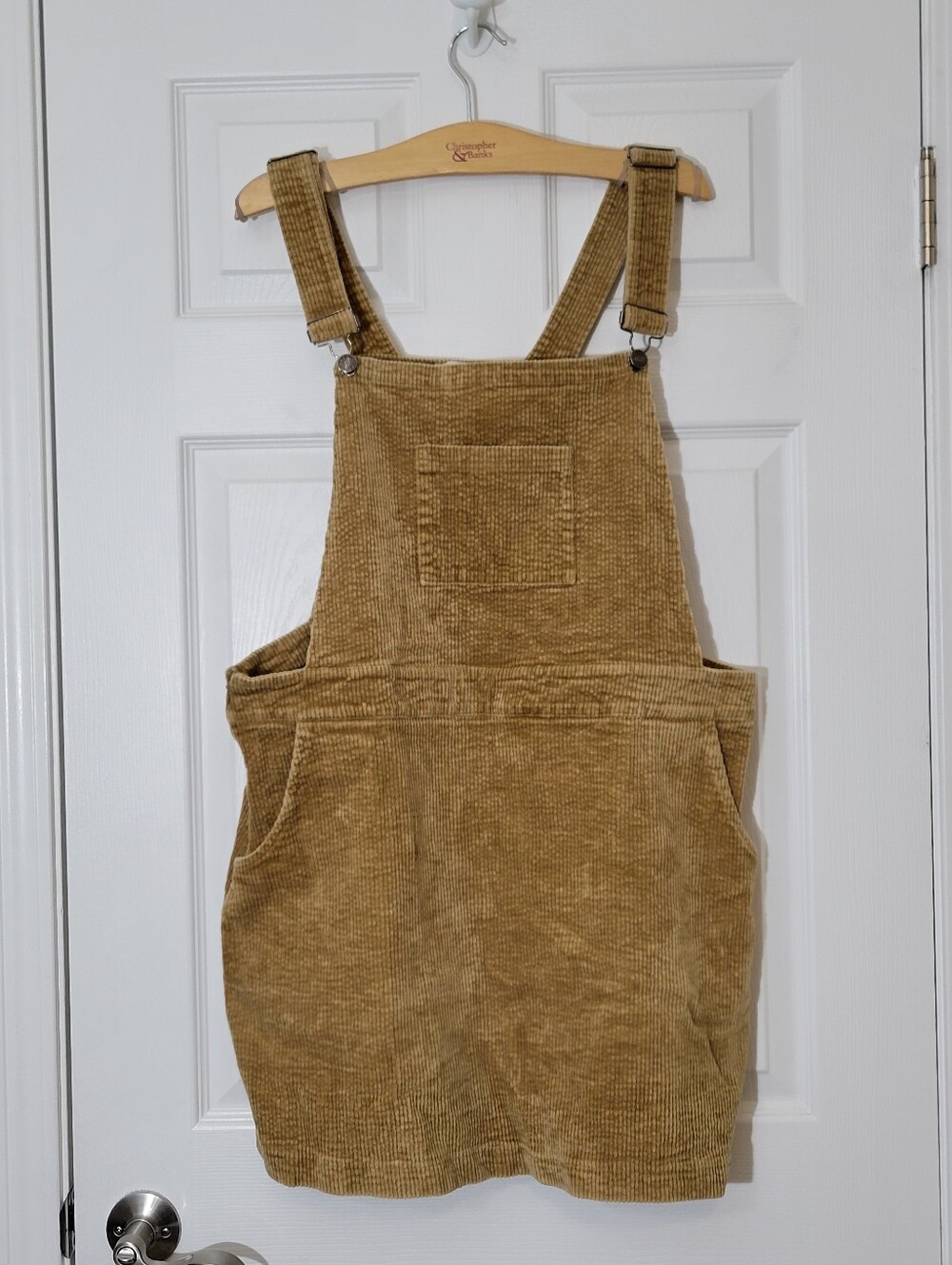 Umgee Tan Corduroy Pinafore Dress Size XL, Overall Skirt, Cotton